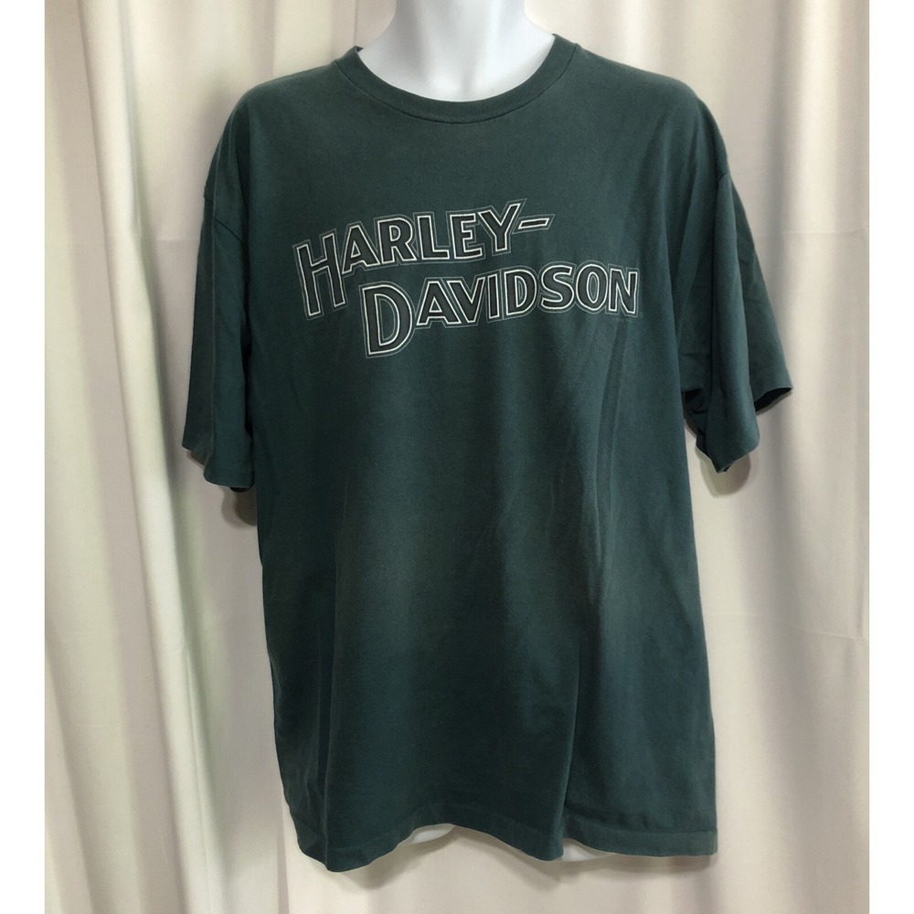 Harley-Davidson Graphic T-Shirt Mens XL Green Excellent Hawkeye Coralville Iowa